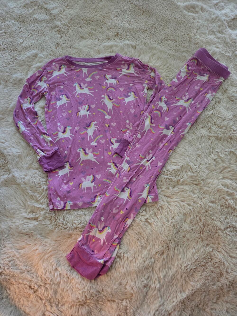 Little Sleepies Sienna's Unicorn Purple Bamboo 2 Piece pj set 7/8